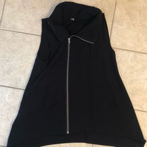 Black full zip sleeveless top